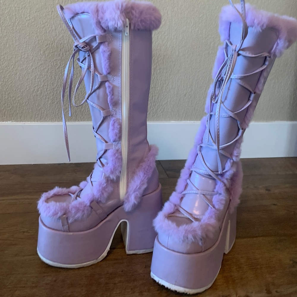 demonia lilac platform boots